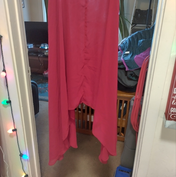 Banana Republic Ruffle Maxi Dress Size 4 - Tomato Red NWT - Picture 3 of 4